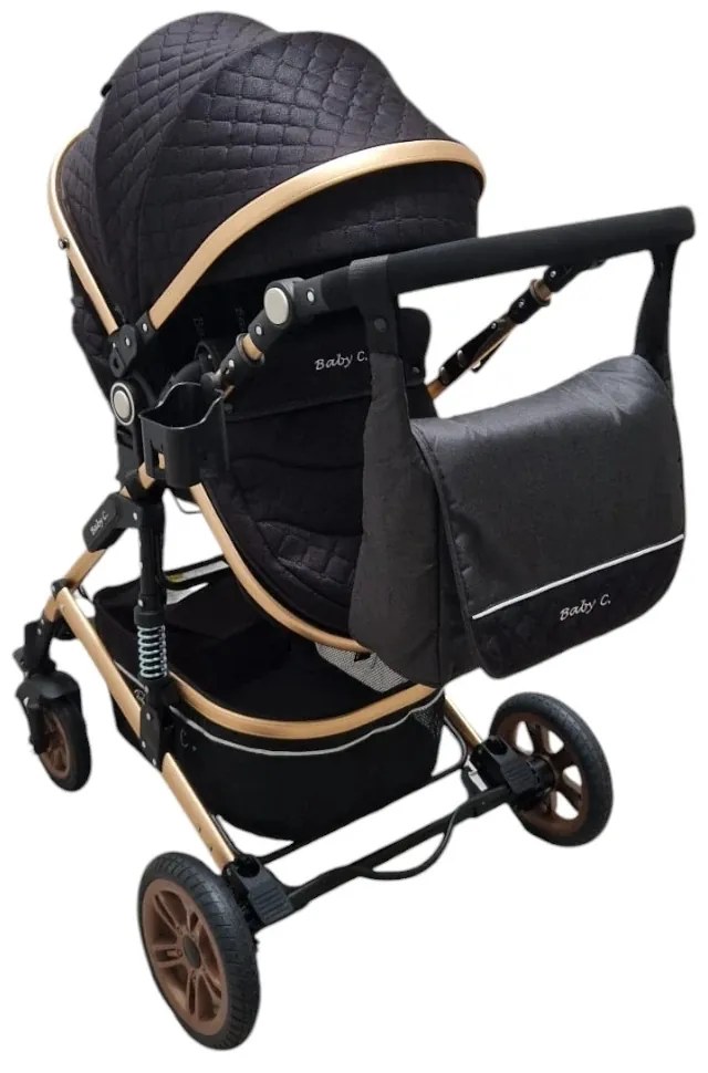 Carucior nou nascuti 2 in 1 Baby Care™ PRO 531, Cu geanta bebe, Cadru Aluminiu Gold , Amortizoare, Roti din cauciuc plin AVE, Spatar reglabil 3