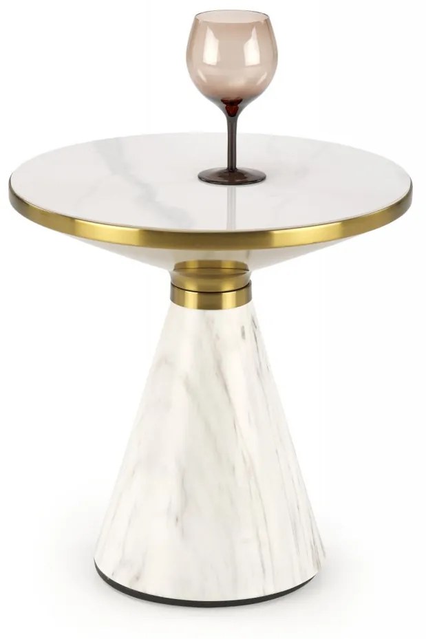Masa de cafea Talbi marmura alba/alb/auriu ø50/h52 cm