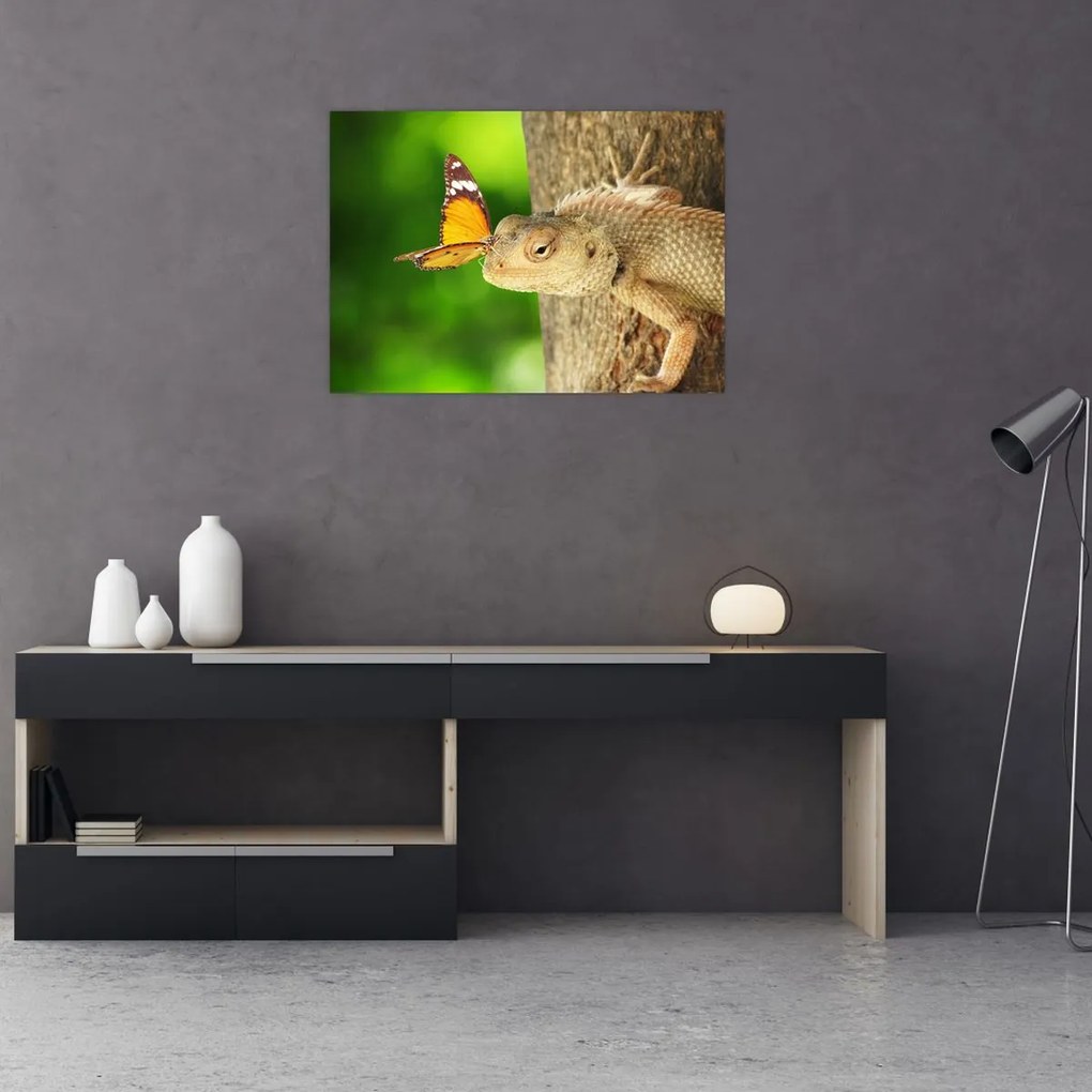 Tablou pe sticlă - Șopârlă (70x50 cm)
