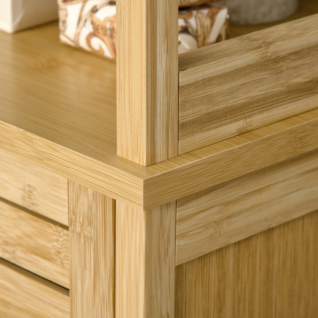 Kleankin Turn Mobilier Baie, Spațiu Depozitare Vertical, Lemn, 34x30x173cm, Design Compact | Aosom Romania