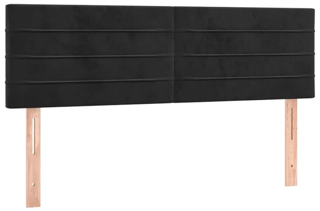 Tablii de pat, 2 buc., negru, 72x5x78 88 cm, catifea 2, Negru, 144 x 5 x 78 88 cm