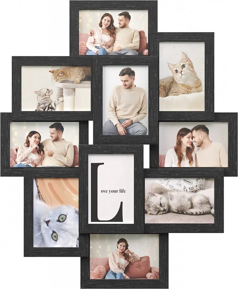 Set 10 Rame Foto, MDF, Negru