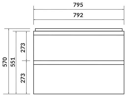 Mobilier suspendat, Cersanit, Moduo, dreptunghiular, 80 cm, alb