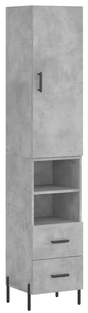3198925 vidaXL Dulap înalt, gri beton, 34,5x34x180 cm, lemn prelucrat