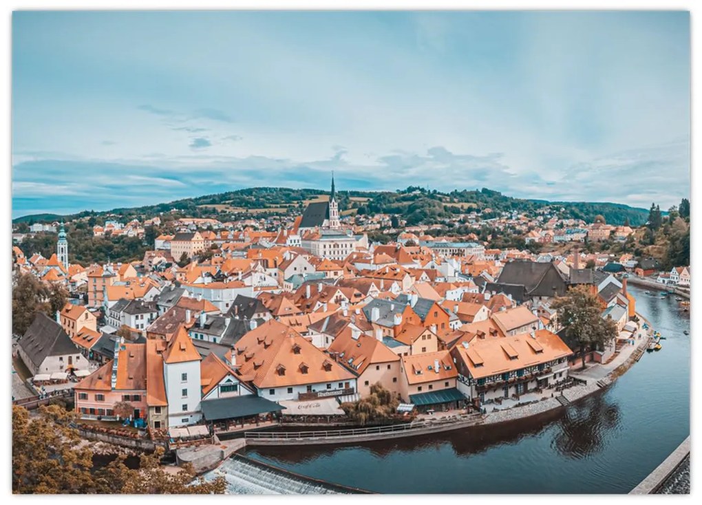 Tablou pe sticlă - Krumlov din Cehia (70x50 cm)