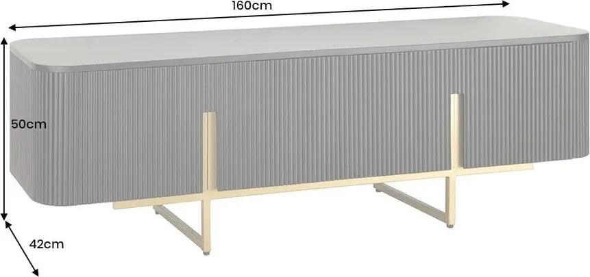 Comoda TV lemn de mango fronturi canelate GATSBY 160cm negru