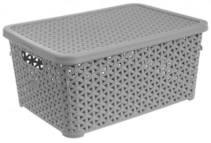 Cutie cu capac Orion RATAN, 10 l, gri