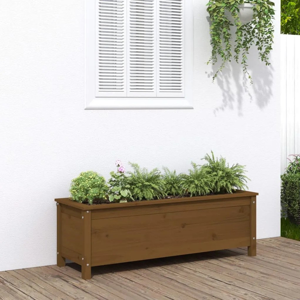 vidaXL Strat înălțat grădină maro miere 119,5x40x39 cm lemn masiv pin