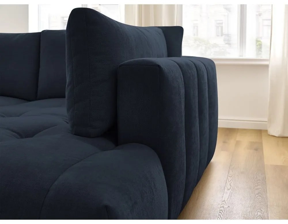 Colțar albastru închis extensibil/cu spațiu de depozitare (cu colț pe partea dreaptă/în formă de ”L”) Fuji – Bobochic Paris