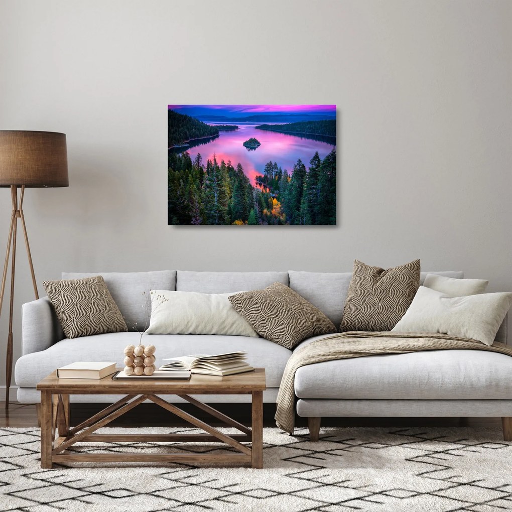 Tablou pe sticlă - Lacul Tahoe, Sierra Nevada, California, SUA (70x50 cm)