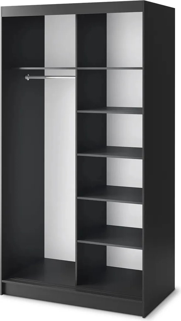 Dulap lemn masiv glisant Marrphy II - Czarny Mat / Dąb Caramel (WAR-II-MAR-BM-120)