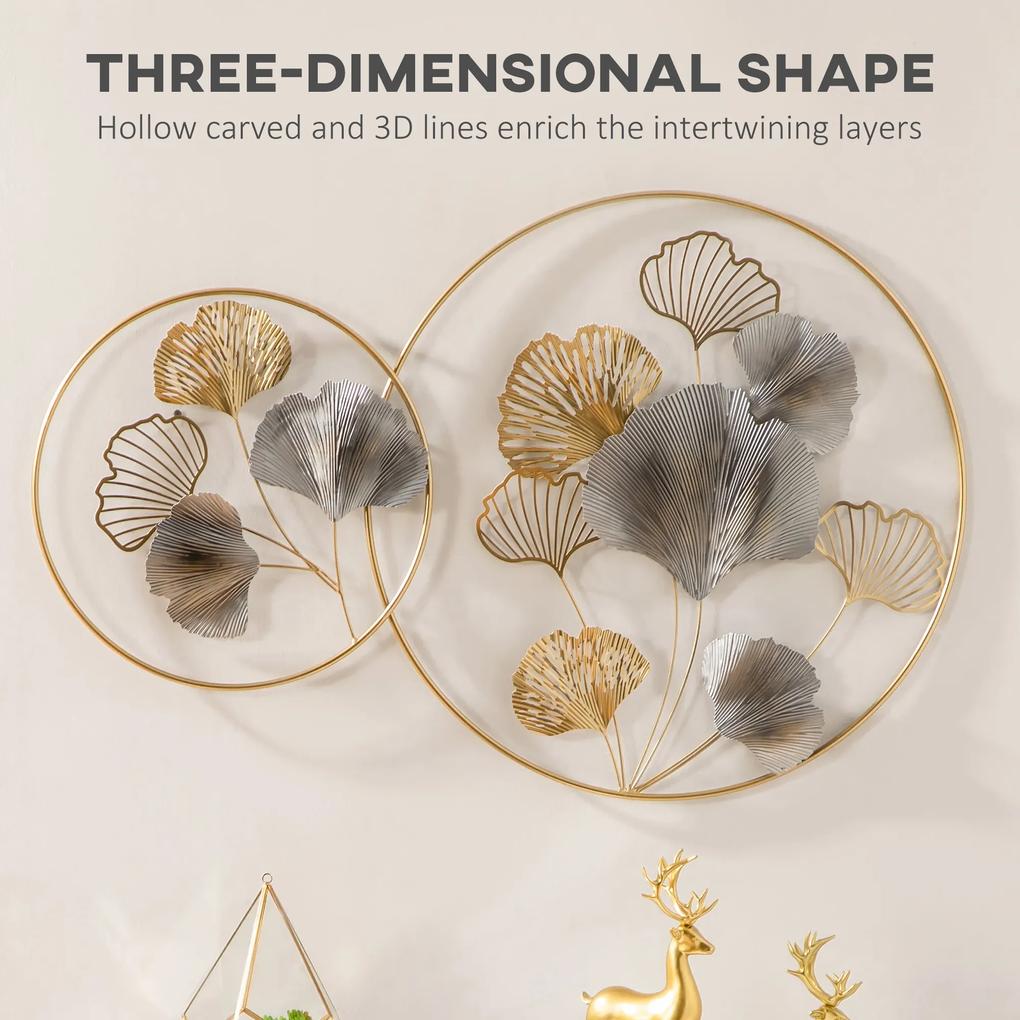 HOMCOM Decoratiune de perete 3D Moderna Frunze de Ginkgo Sculpturi de Perete Agatate Decor | AOSOM RO