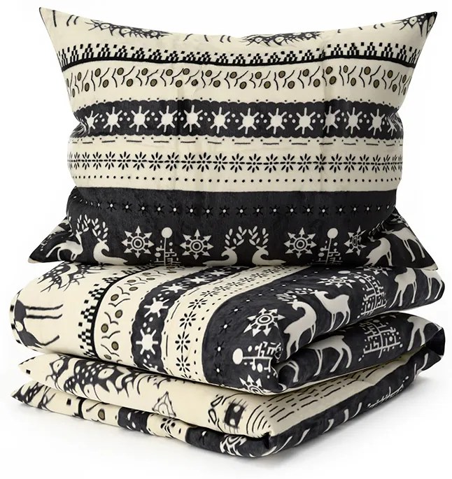 Lenjerie cocolino WINTER DEER gri Dimensiune lenjerie de pat: 70 x 90 cm | 140 x 220 cm