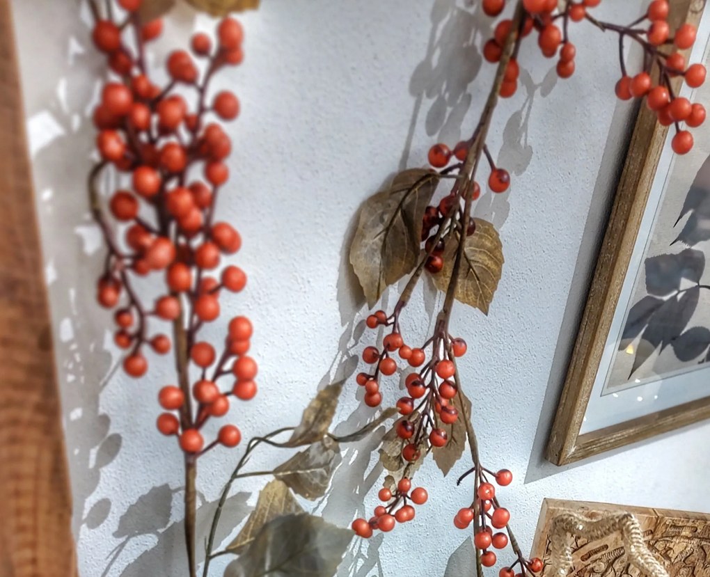 Ghirlanda decorativa cu frunze Red Berries 100 cm