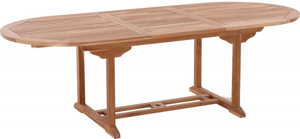 Masa pentru gradina ovala din lemn de tec extensibila 180x100x75 cm maro