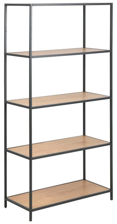 Bibliotecă neagră/în culoare naturală cu aspect de lemn de stejar 77x150 cm Seaford – Actona