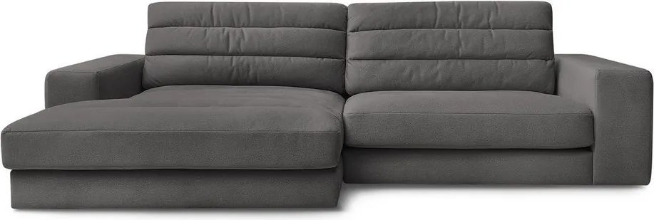 Colțar gri antracit cu tapițerie din catifea (cu colț pe partea stângă/cu șezlong) Sierra – Bobochic Paris