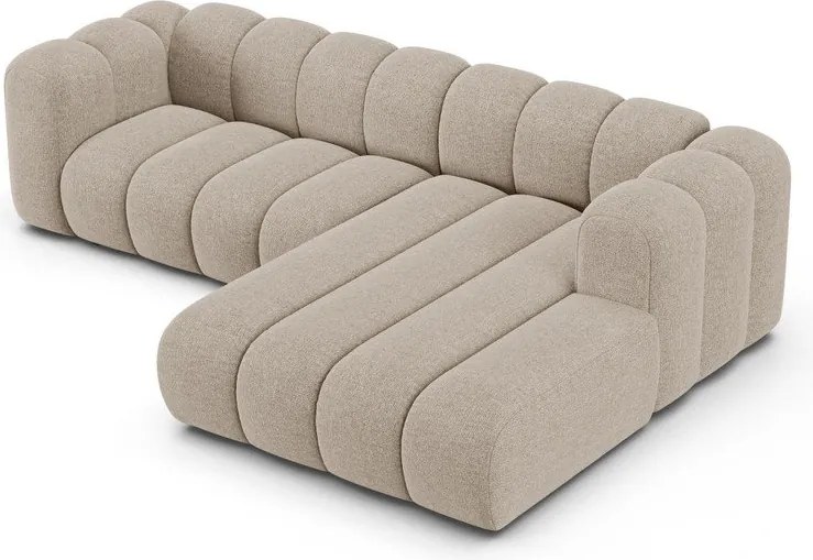 Colțar bej cu tapițerie din chenille (cu colț pe partea dreaptă/cu șezlong) Lupine – Micadoni