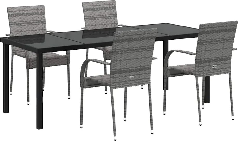 vidaXL Set de masă pentru grădină 5 pcs Gri Oțel vopsit electrostatic