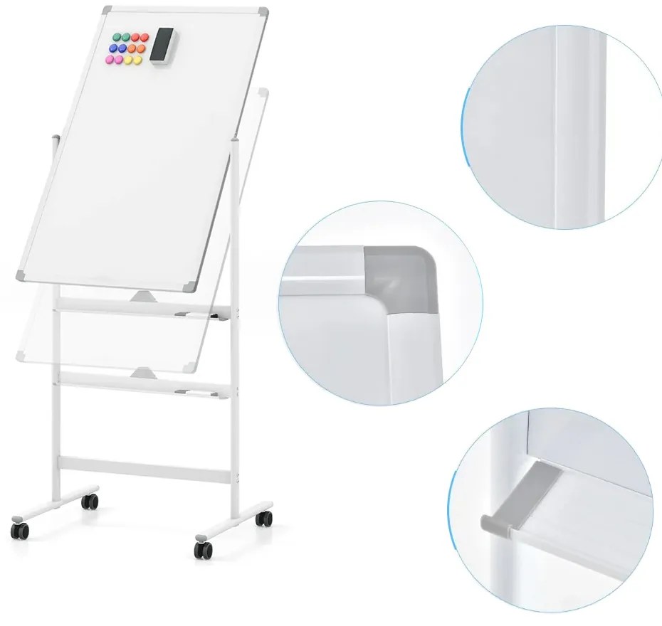 Tablă magnetică reversibilă cu accesorii, 60 x 90 cm