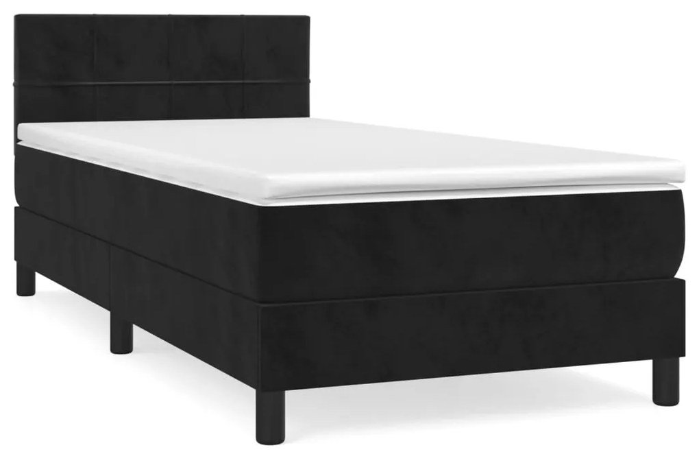 3141277 vidaXL Pat box spring cu saltea, negru, 90x190 cm, catifea