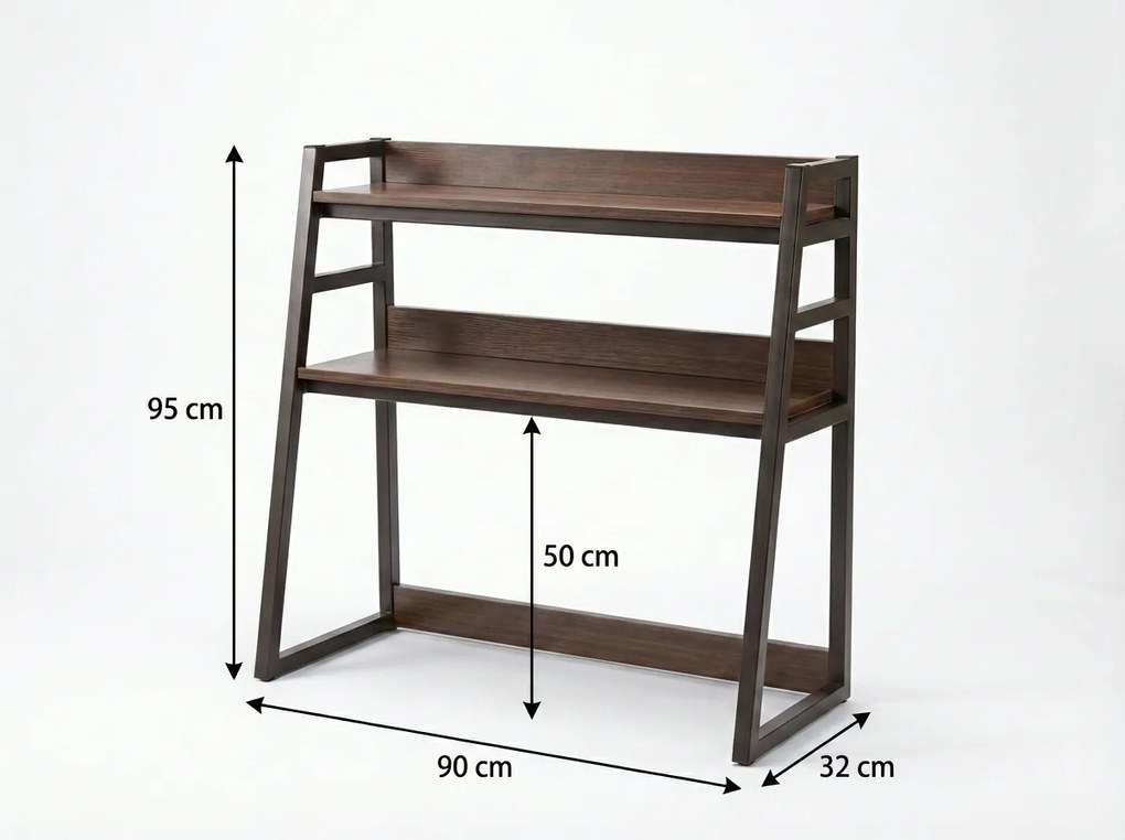 Raft de birou VERTEX 90x95 cm, negru / decor nuc