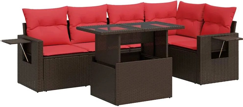 vidaXL Set canapele de grădină cu perne, 6 piese, maro, poliratan