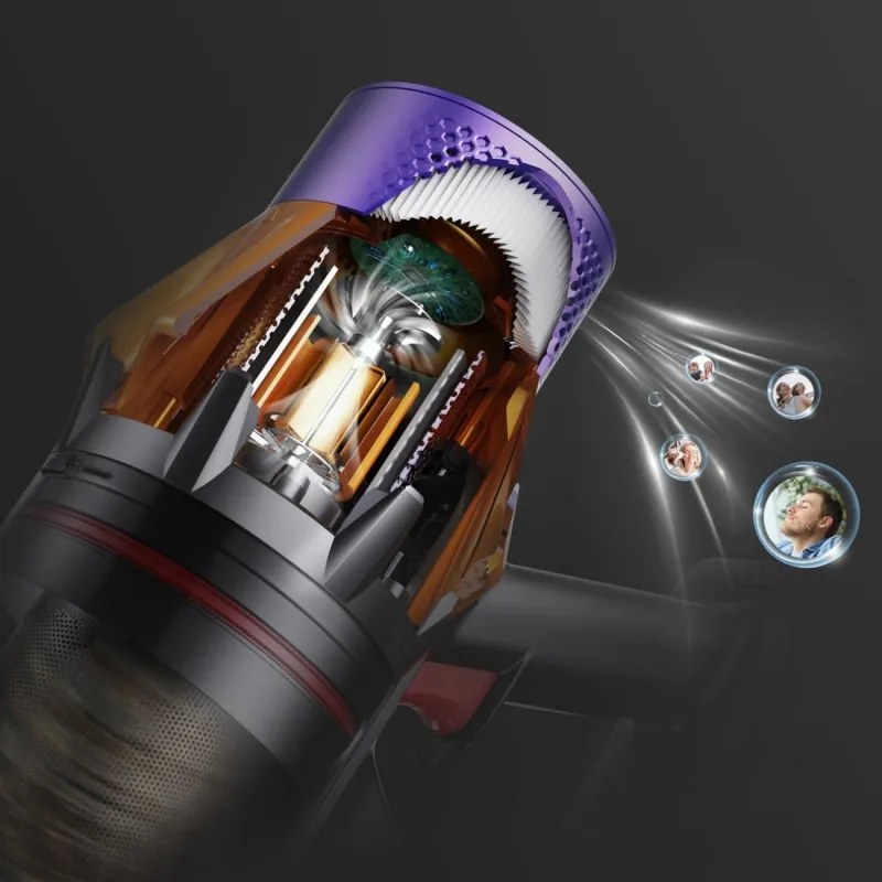 Aspirator vertical Honiture X7 CJD239, 550 W, 45 kPa, 1,5 l, 60 min, 3 moduri, Inaltime reglabila, Filtru HEPA, Ecran tactil, Perie cu LED, Nichel/Galben