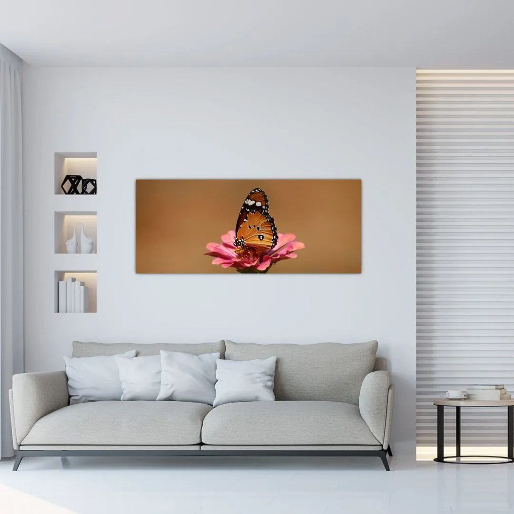 Tablou cu fluture pe floare (120x50 cm)