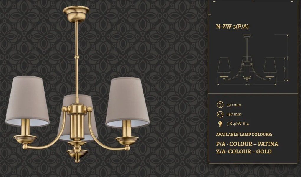 Candelabru 3 brate design clasic realizat manual N
