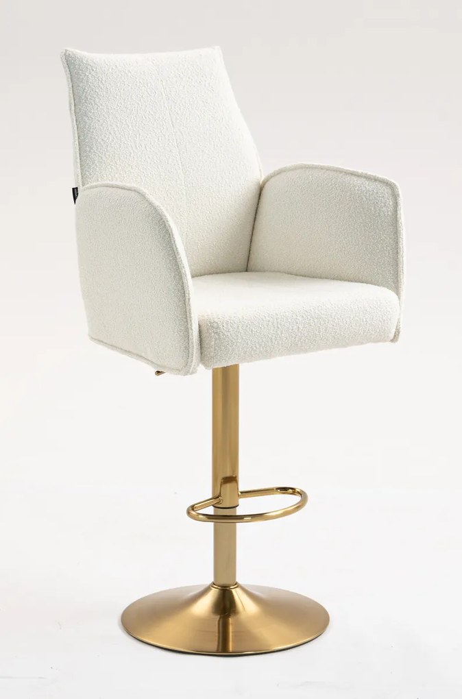 HR280W Scaun Crem Boucle cu Bază Aurie