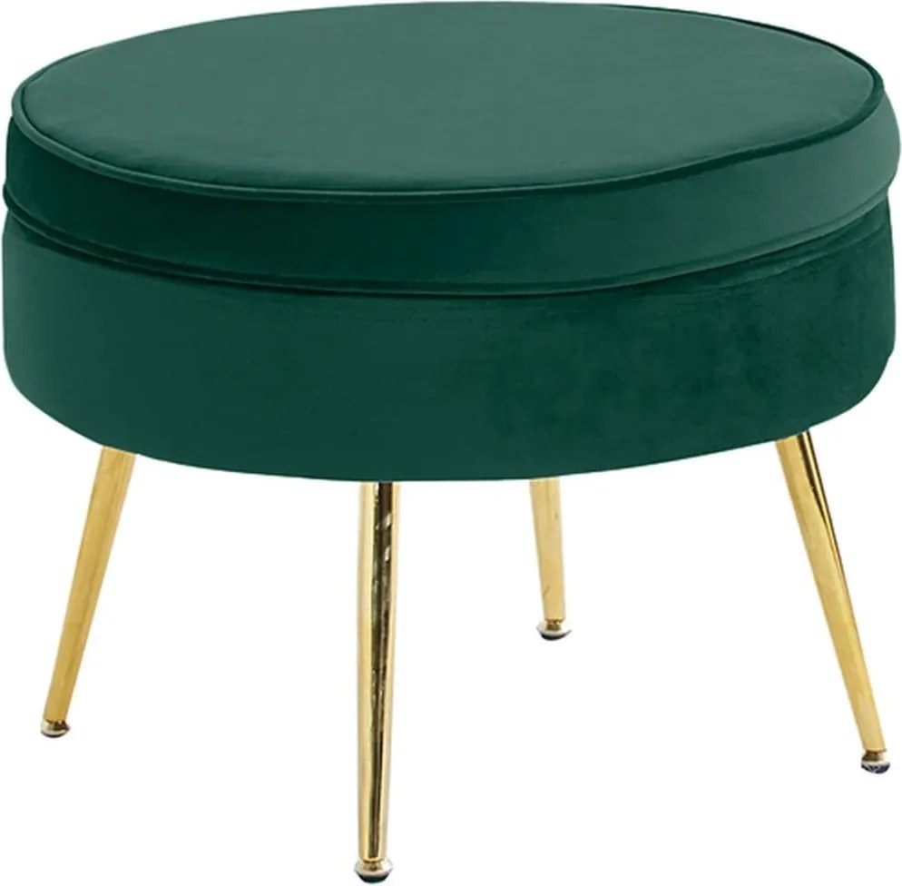 Taburet NOBLIN TIP 1, stofa catifelata verde smarald, 51x51x41 cm