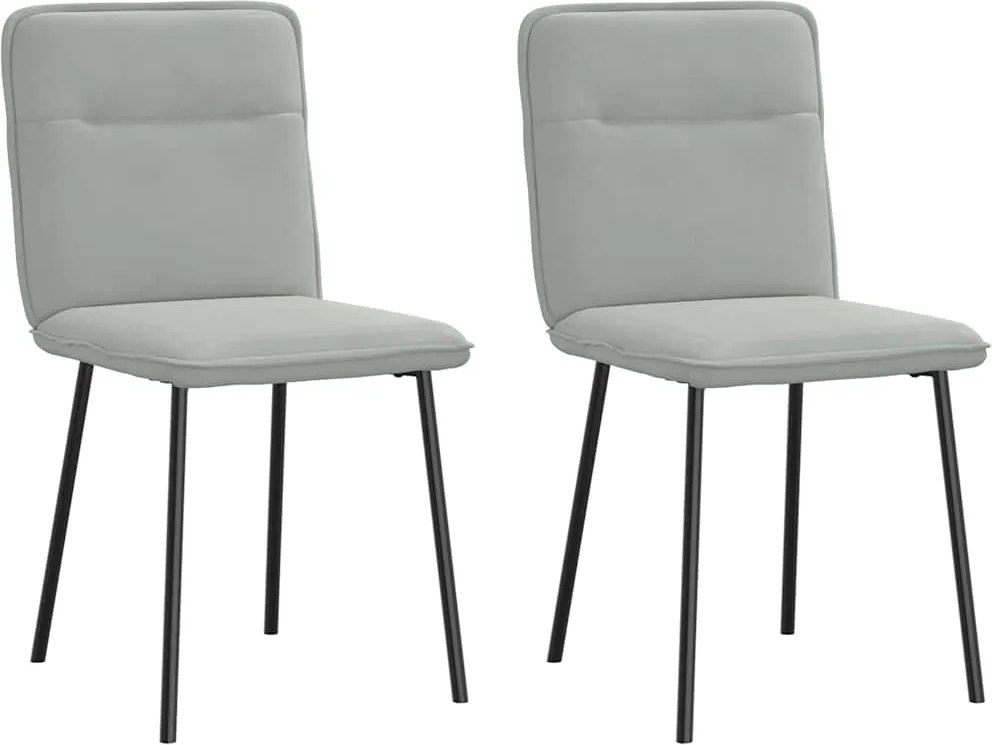 vidaXL Scaune de sufragerie, 2 buc., gri deschis, catifea