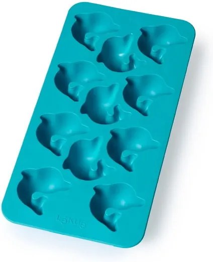 Formă din silicon pentru gheață Lékué Dolphin, 11 cuburi, turcoaz