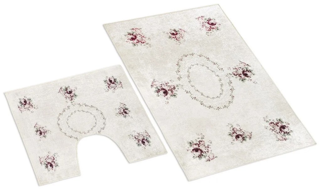 Set de covoare de baie Bellatex Bouquet 3D , 60 x100 cm, 60 x 50 cm