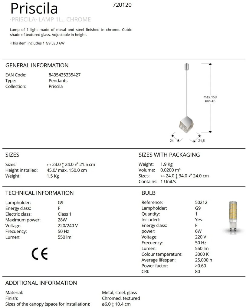 Lustra/Pendul design decorativ Priscila crom
