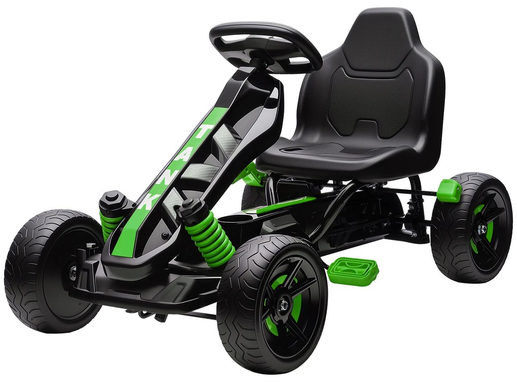 AIYAPLAY Karting cu pedale pentru copii, karting copii 3-6 ani cu ambreiaj automat, frână, roți EVA anti-alunecare, verde | Aosom Romania