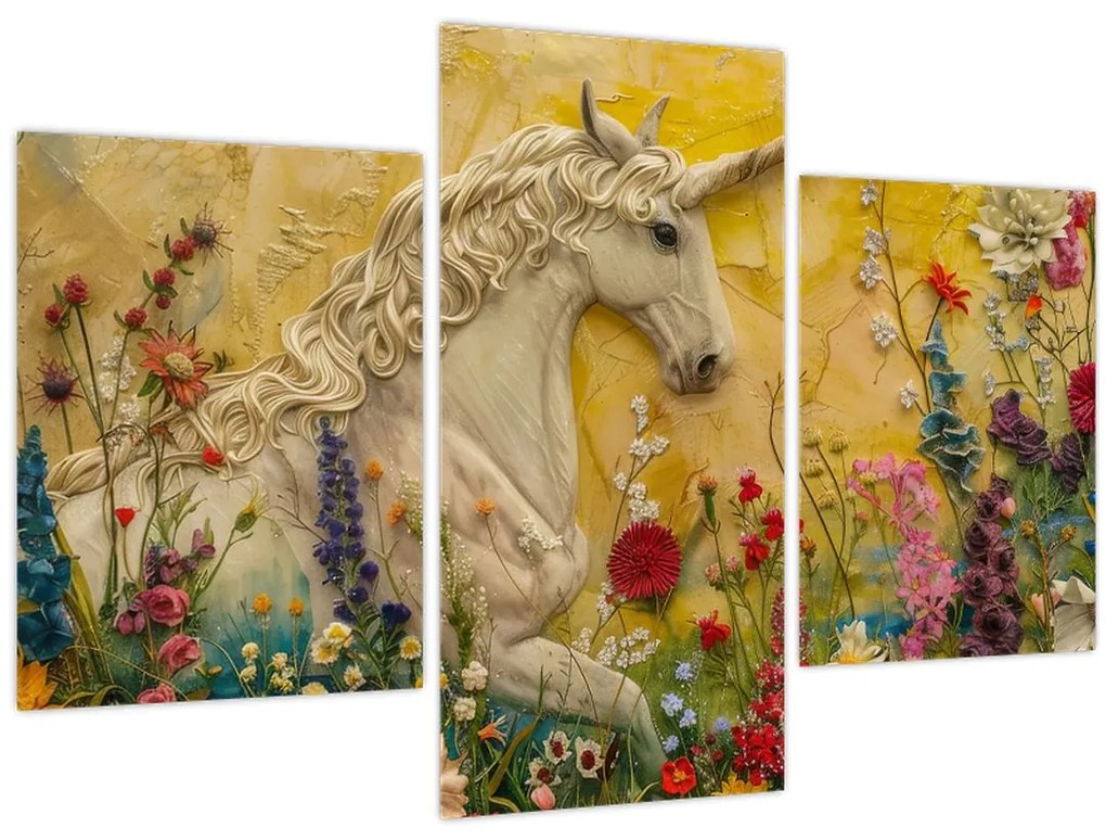 Tablou - Unicorn cu flori (90x60 cm)