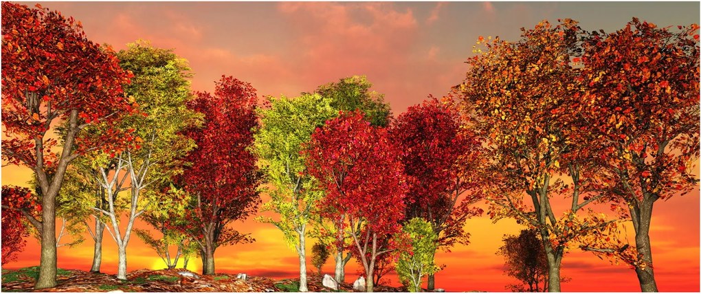 Tablou - Copaci colorate (120x50 cm)