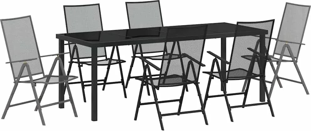 vidaXL Set de masă pentru grădină 7 pcs Antracit