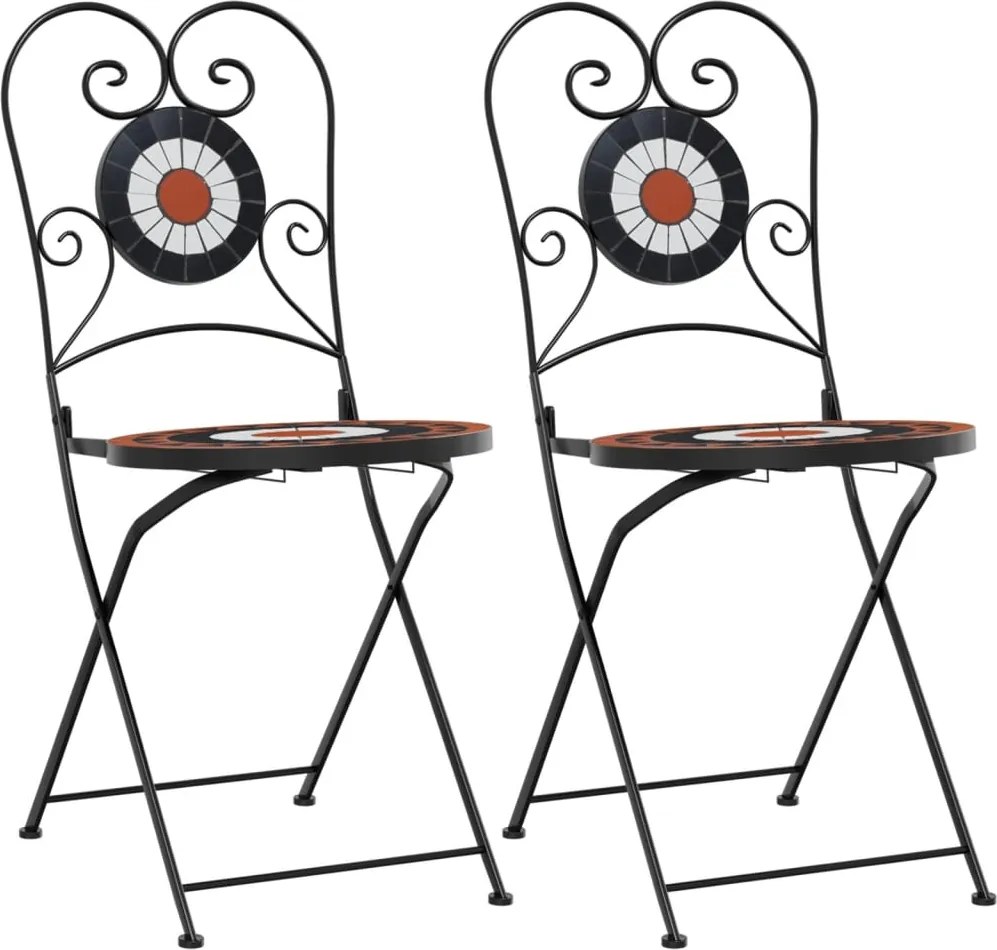 vidaXL Scaune de bistro pliabile, 2 buc., cărămiziu și alb, ceramică