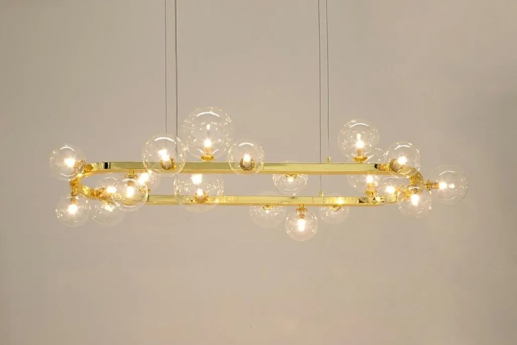 Lustra moderna cu 20 de surse de lumina LINEA Oval 120 auriu