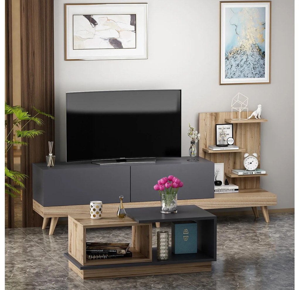 Mobilier living Dido (antracit + Nuc). 1089125