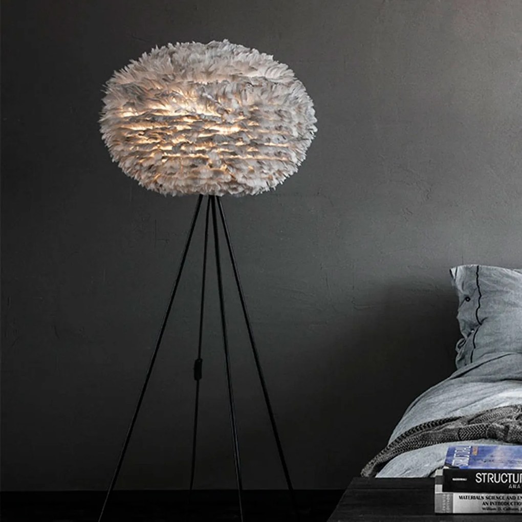 Abajur modern cu pene de gasca EOS gri deschis, 75cm 2086 VTC