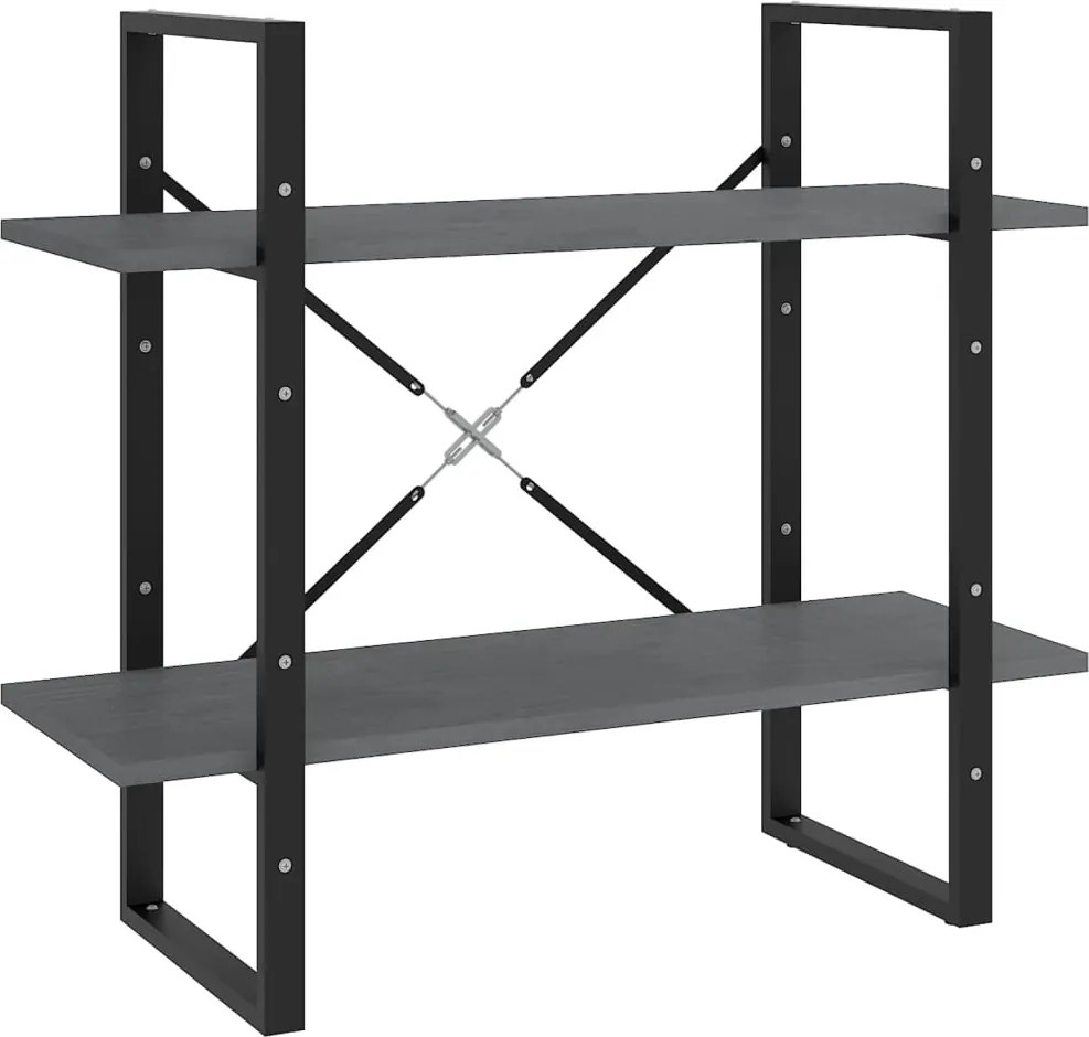 vidaXL Bibliotecă cu 2 rafturi, gri, 80x30x70 cm, lemn masiv de pin
