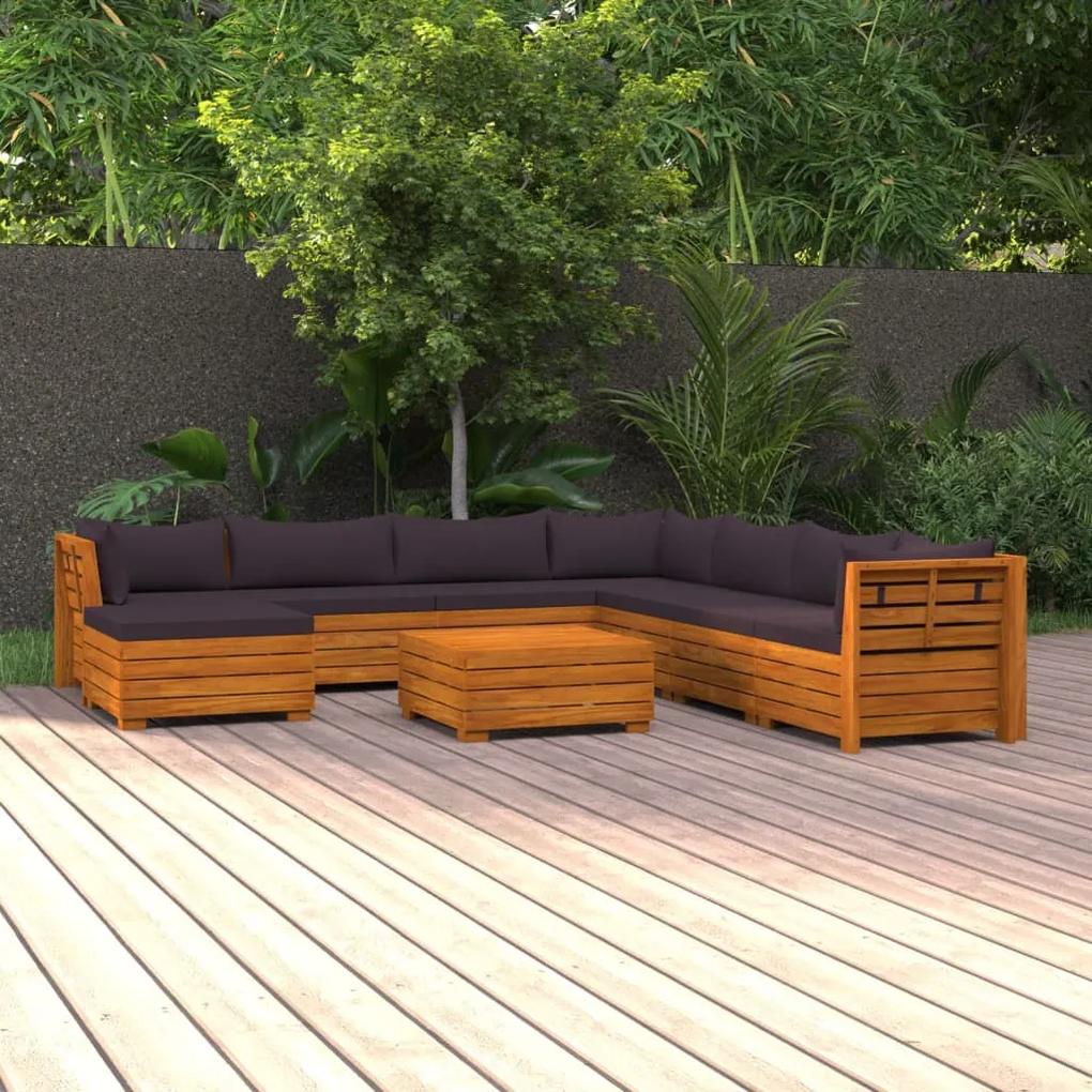 3087322 vidaXL Set mobilier grădină cu perne, 9 piese, lemn masiv de acacia