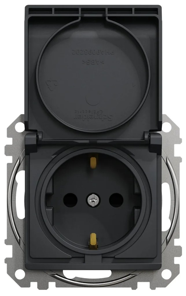 Priza simpla cu impamantare, cu capac, 16A, IP20, antracit, Schneider Sedna Design