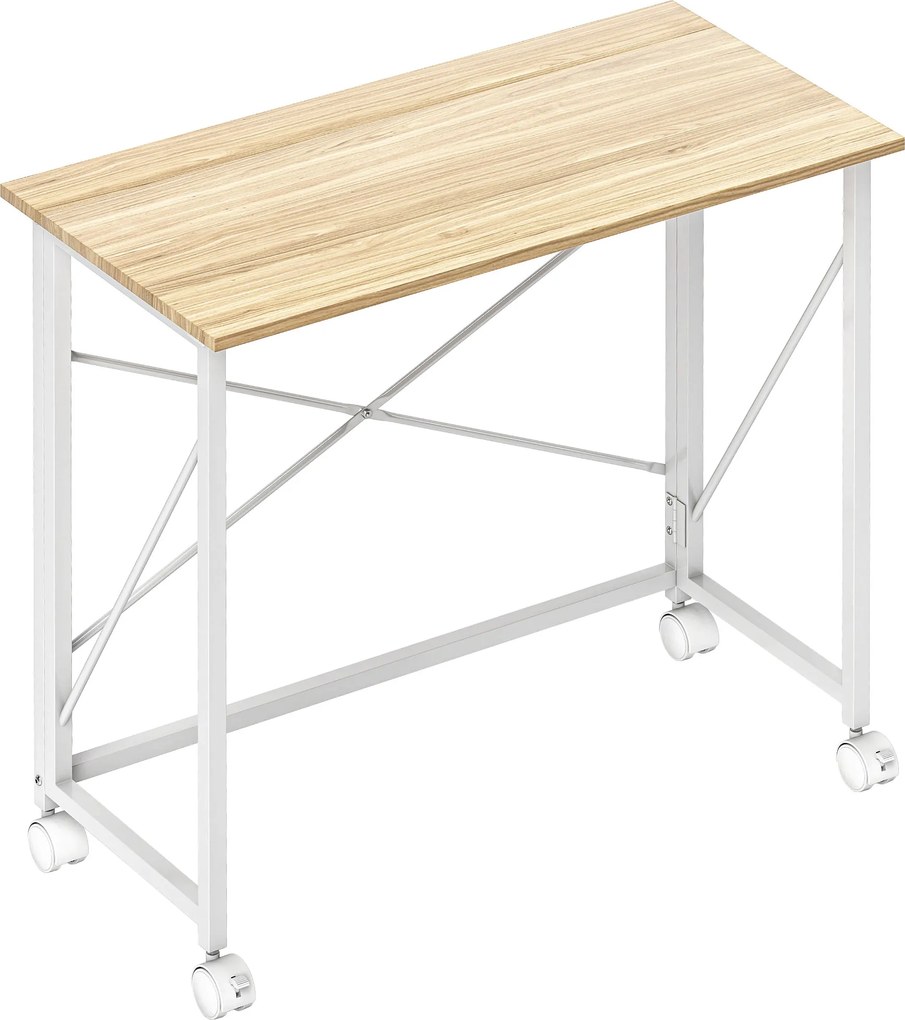 HOMCOM Masă pliabilă de 80 cm pe roți - Ton natural | Aosom Romania