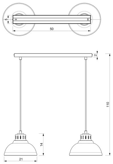 Lustră pe cablu SVEN 2xE27/15W/230V roșie