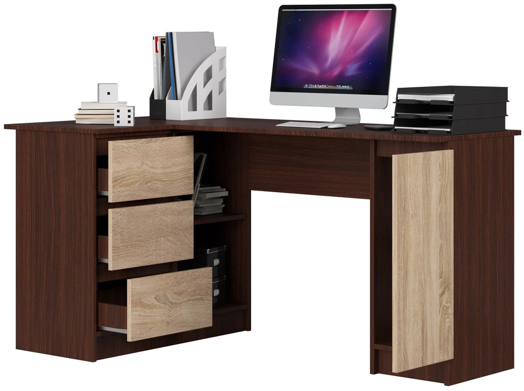 Masă PC de colț Bevin (wenge + stejar sonoma) (S). 1069141